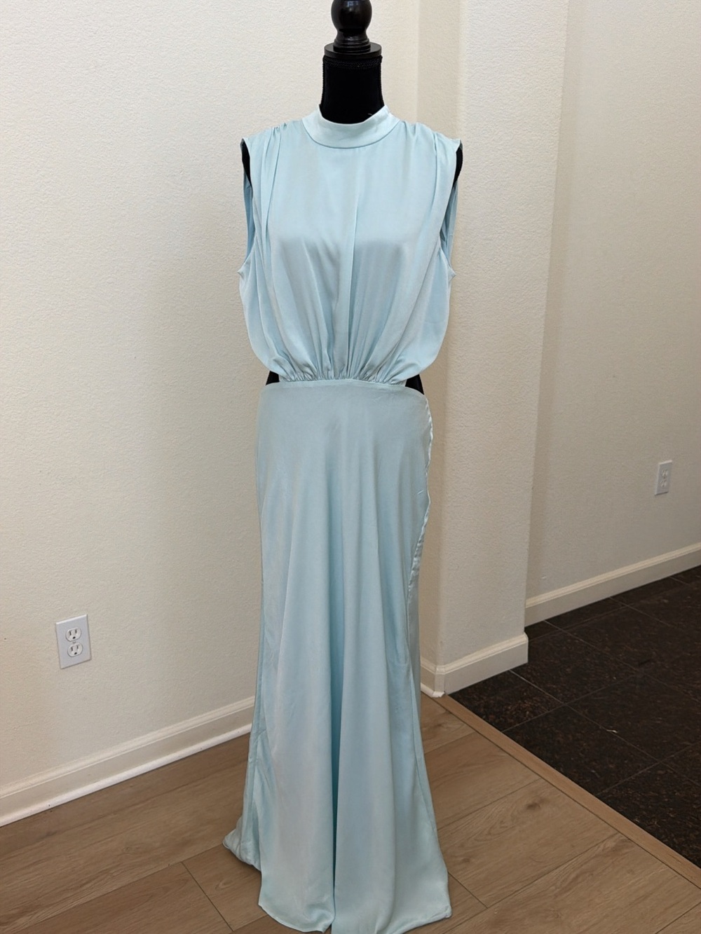 NWT Bardot Delphine High Neck Open Back Maxi Dress Aqua Size 12